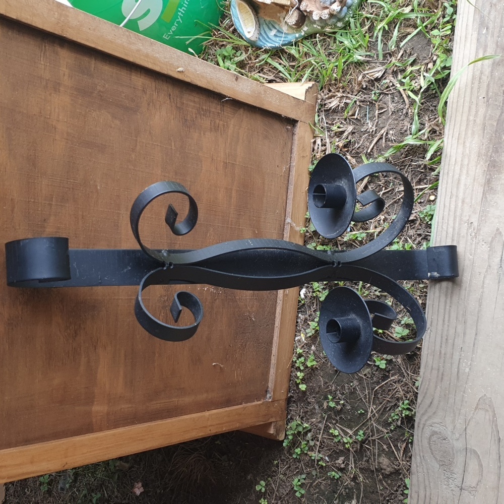 Vintage Black Iron Candle Holder Accent